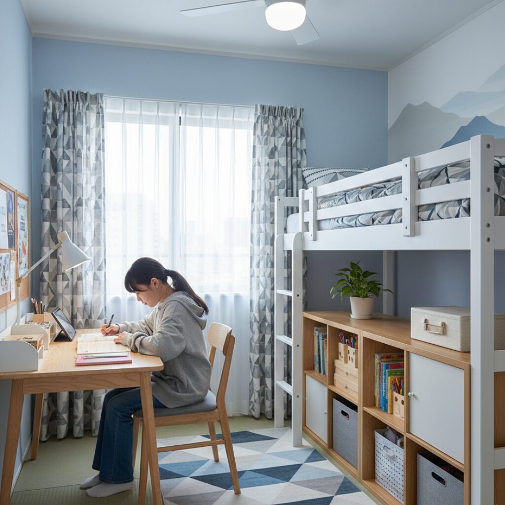 筆者作成イメージ：6畳部屋でのレイアウト例