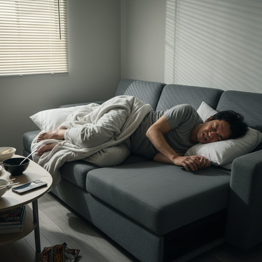 筆者作成イメージ：ソファベッドは腰に悪いですか？