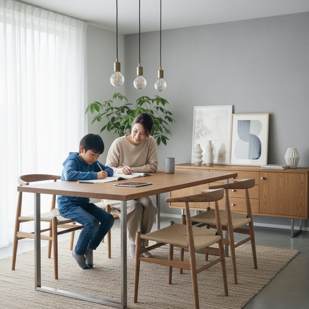 筆者作成イメージ：ダイニングテーブル活用の注意点