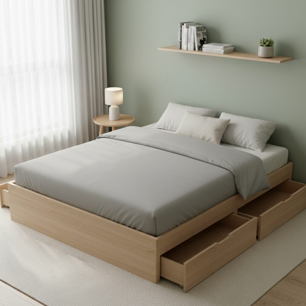 筆者作成イメージ：ベッド下収納はよくない理由とは？