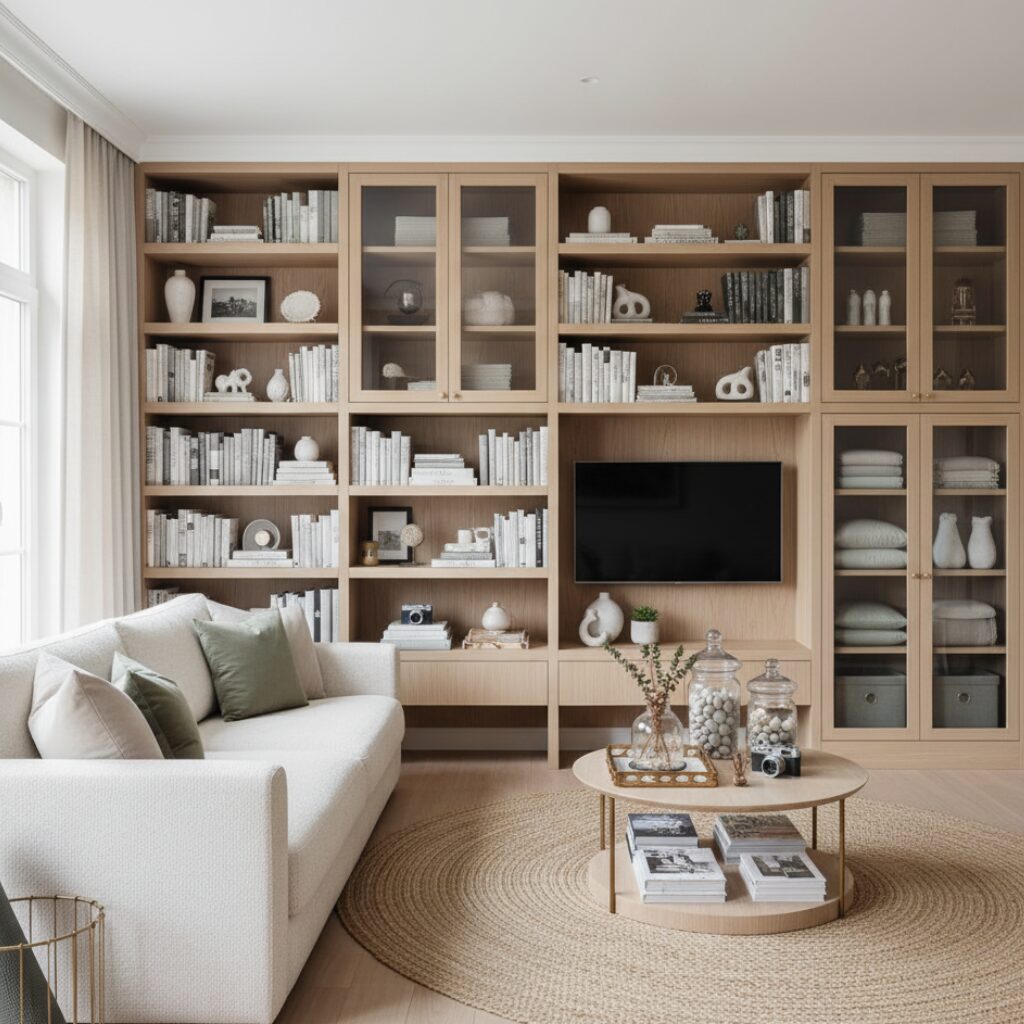 筆者作成イメージ：リビングに収納を作る方法と選び方