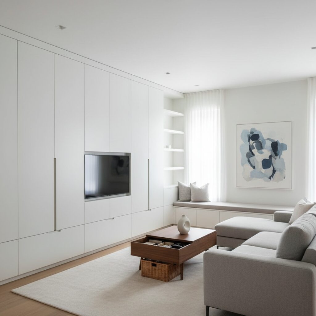 筆者作成イメージ：リビングに収納を作る方法と選び方