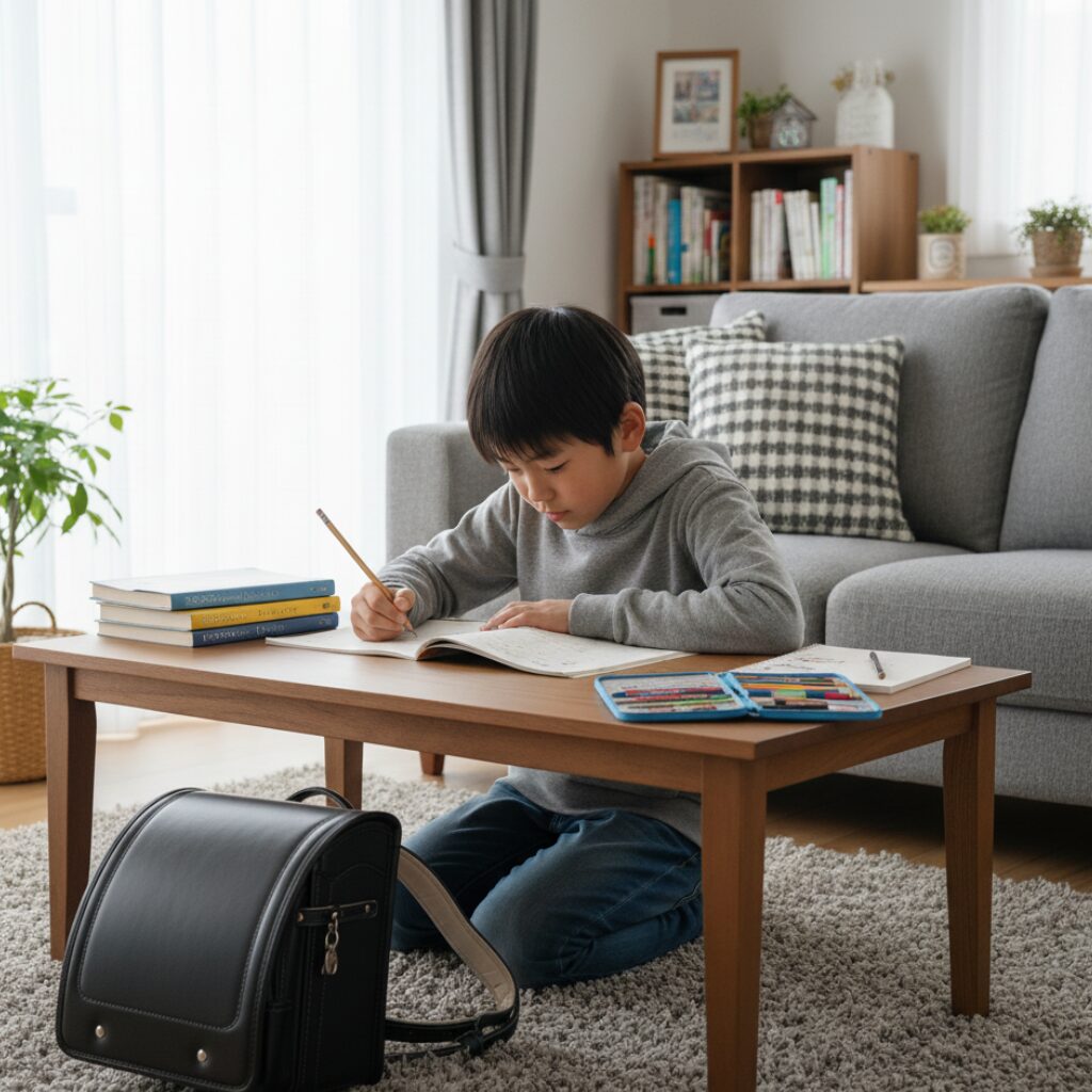 筆者作成イメージ：ローテーブルで勉強できない理由