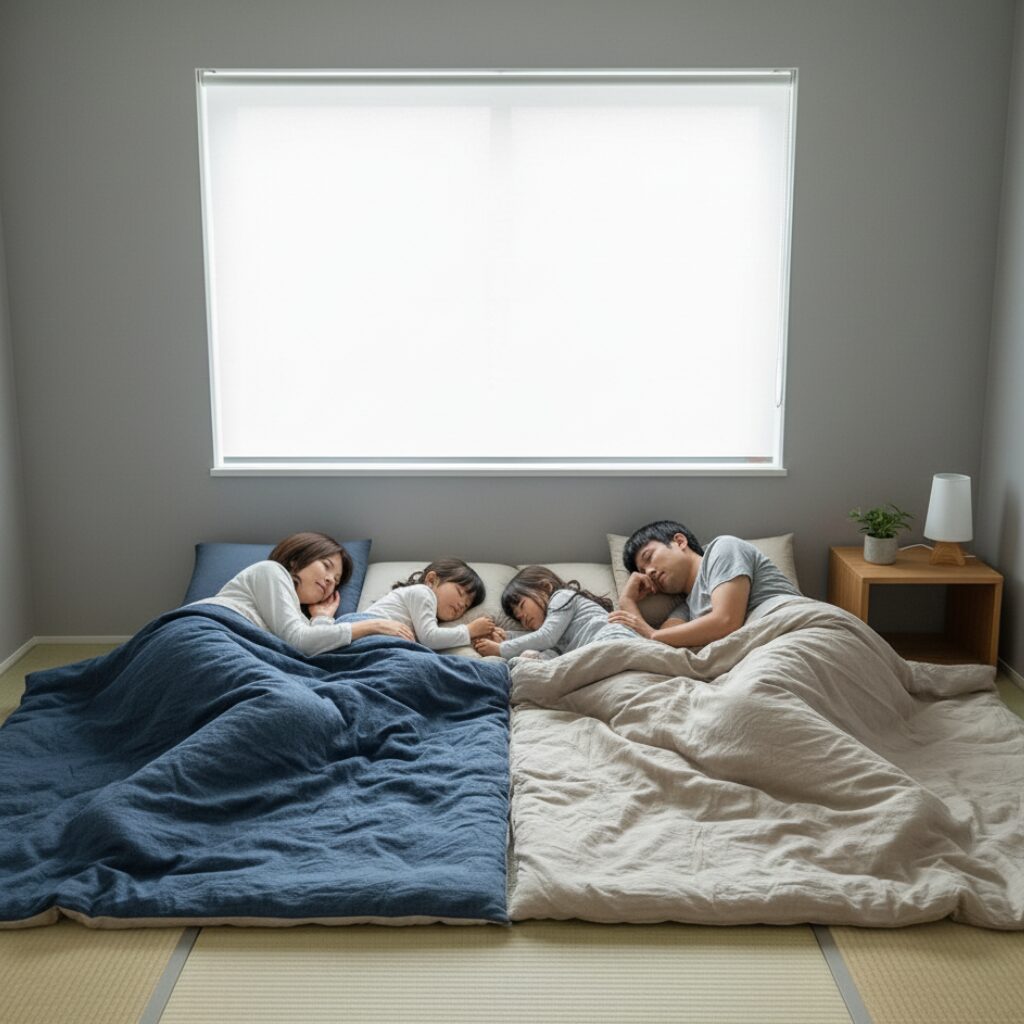 筆者作成イメージ：3人、4人で寝るには？