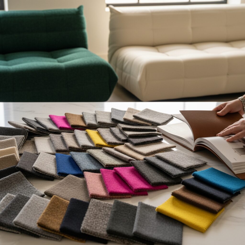 筆者作成イメージ:選ぶのが楽しい豊富な生地とカラー