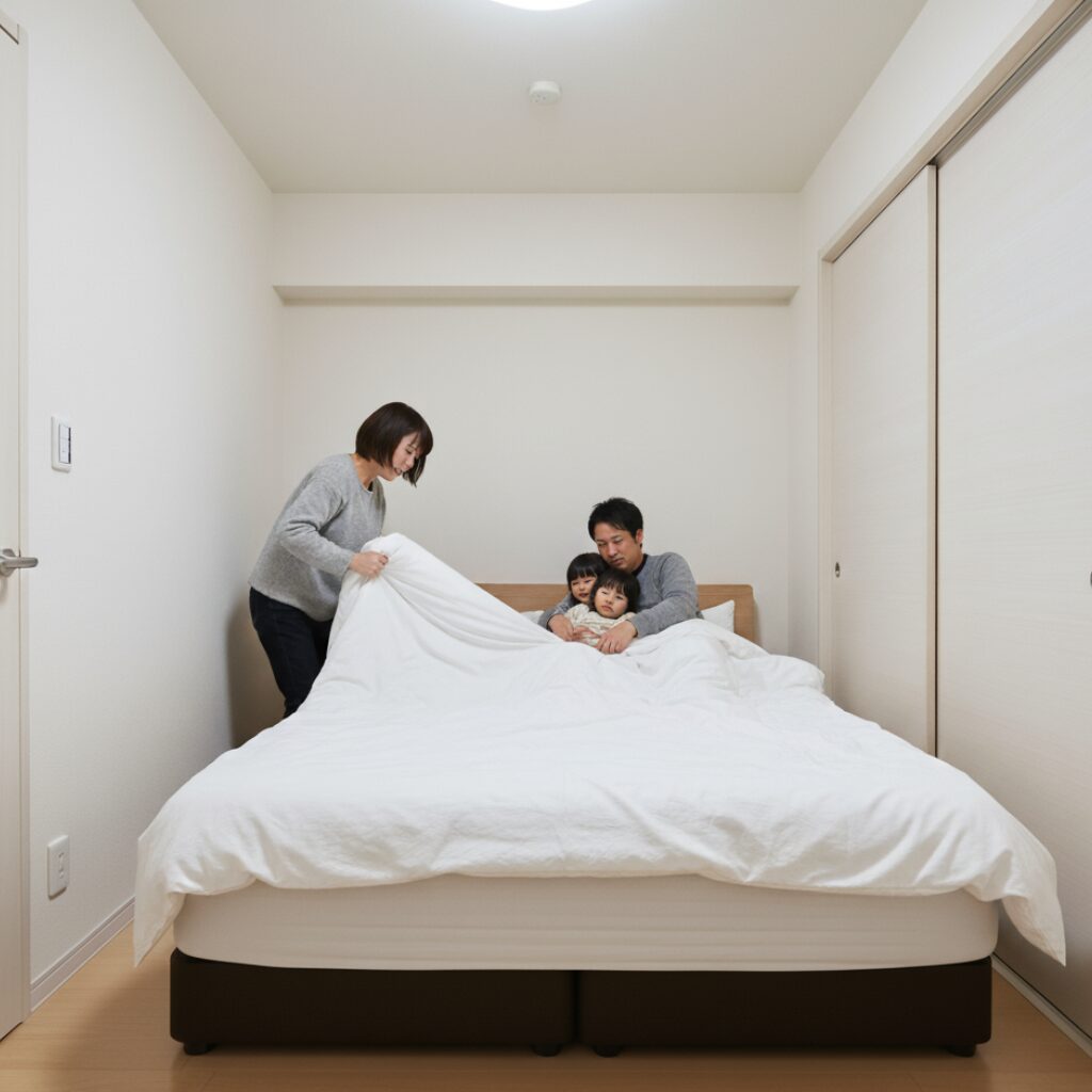 筆者作成イメージ：クイーンベッドは置ける？