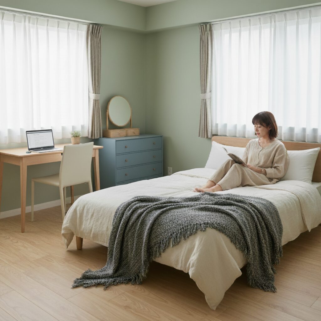 筆者作成イメージ：セミダブルベッドの配置