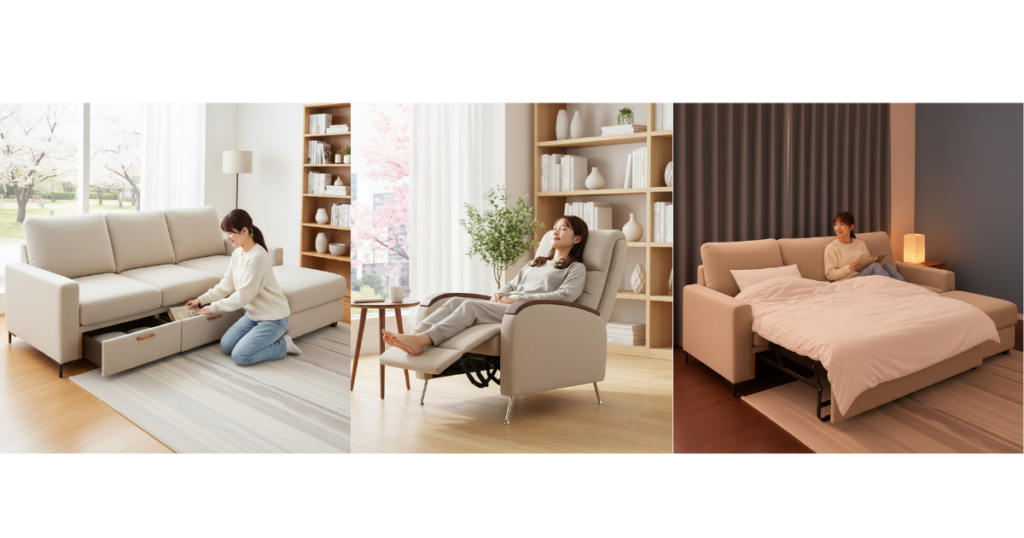 筆者作成イメージ：人気の機能：「一台多役」でスペースを有効活用