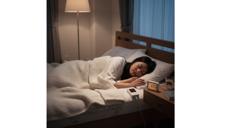 筆者作成イメージ：夜つけっぱなしで寝たらどうなる？