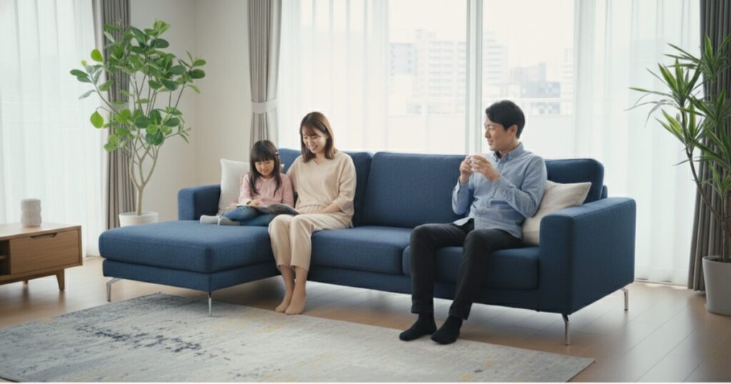 筆者作成イメージ:横幅・奥行き・座面高で見る適切なサイズの目安