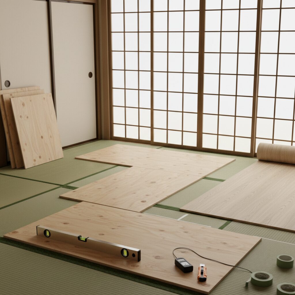 筆者作成イメージ:湿気対策にベニヤ板を挟むメリット