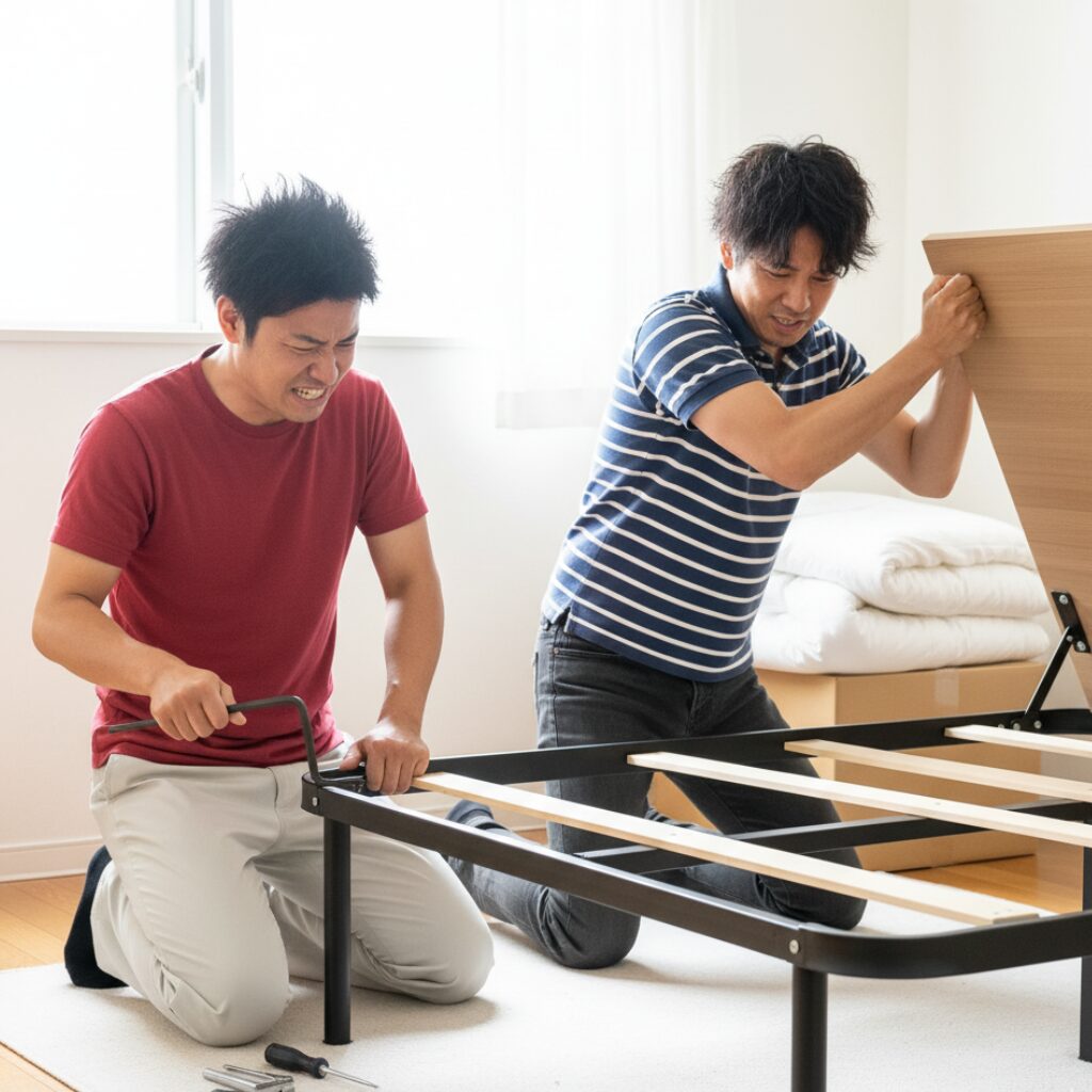 筆者作成イメージ：自分で運ぶ方法と解体の手順