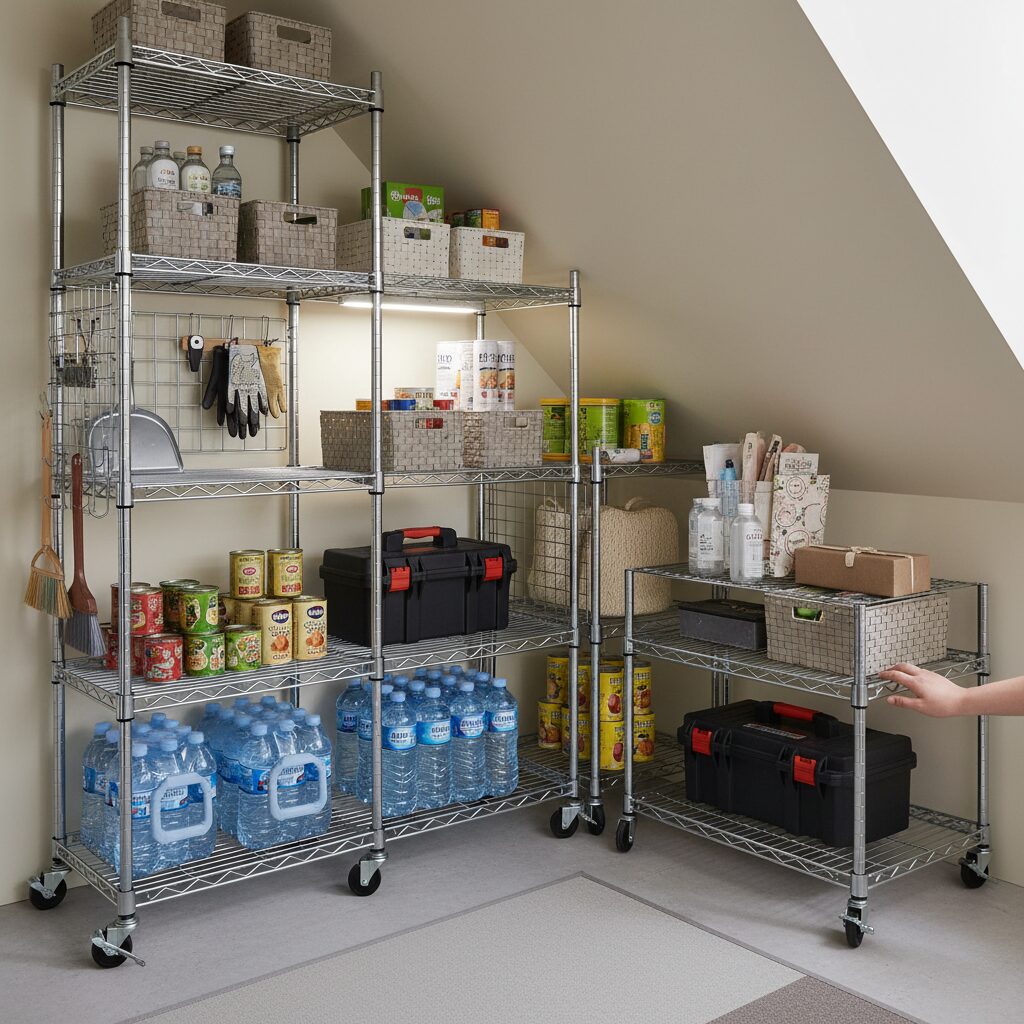 筆者作成イメージ：スチールラックで自由自在な収納