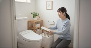 トイレットペーパー収納【無印】ですっきり！12ロール隠す方法