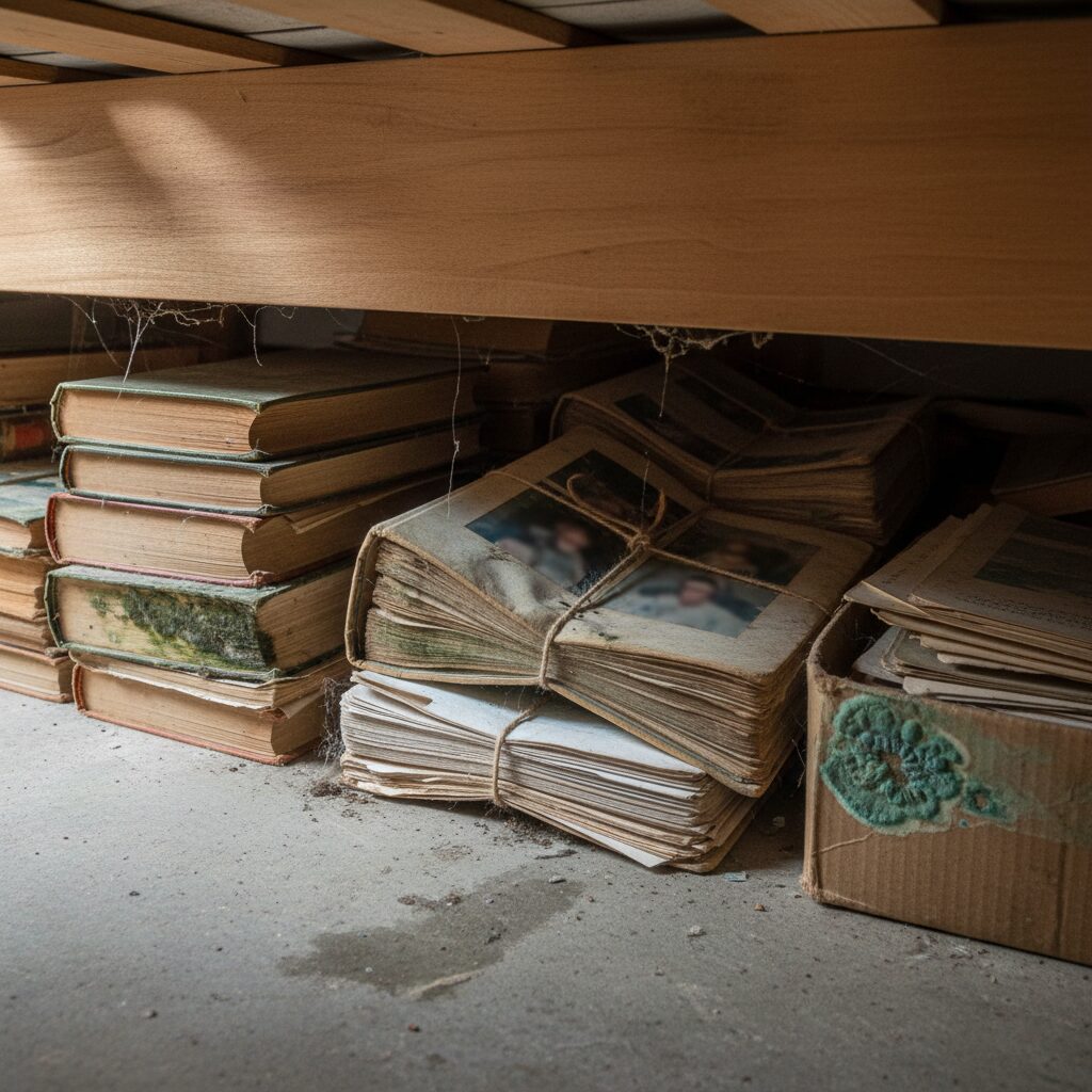 筆者作成イメージ：ベッド下収納に向かないものは何ですか？