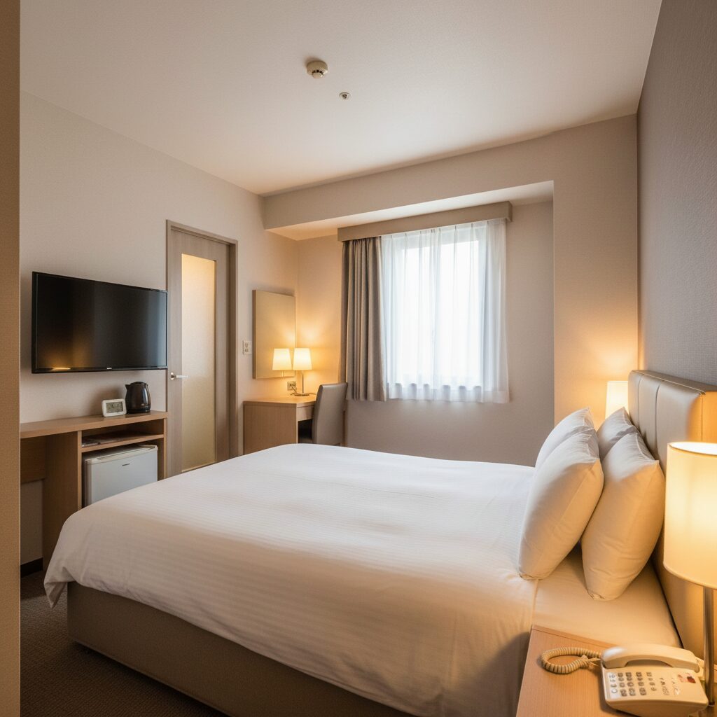 筆者作成イメージ：ホテルでのセミダブル利用シーン