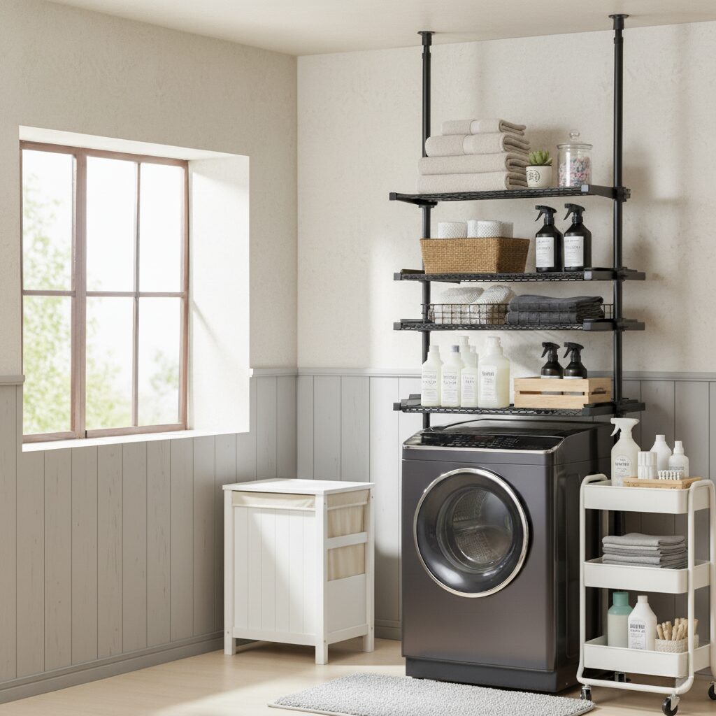 筆者作成イメージ：つっぱり棒を使った収納術