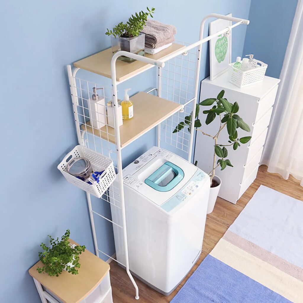 参考画像ロウヤ：ランドリー収納 伸縮タイプ ハンガーラック付き