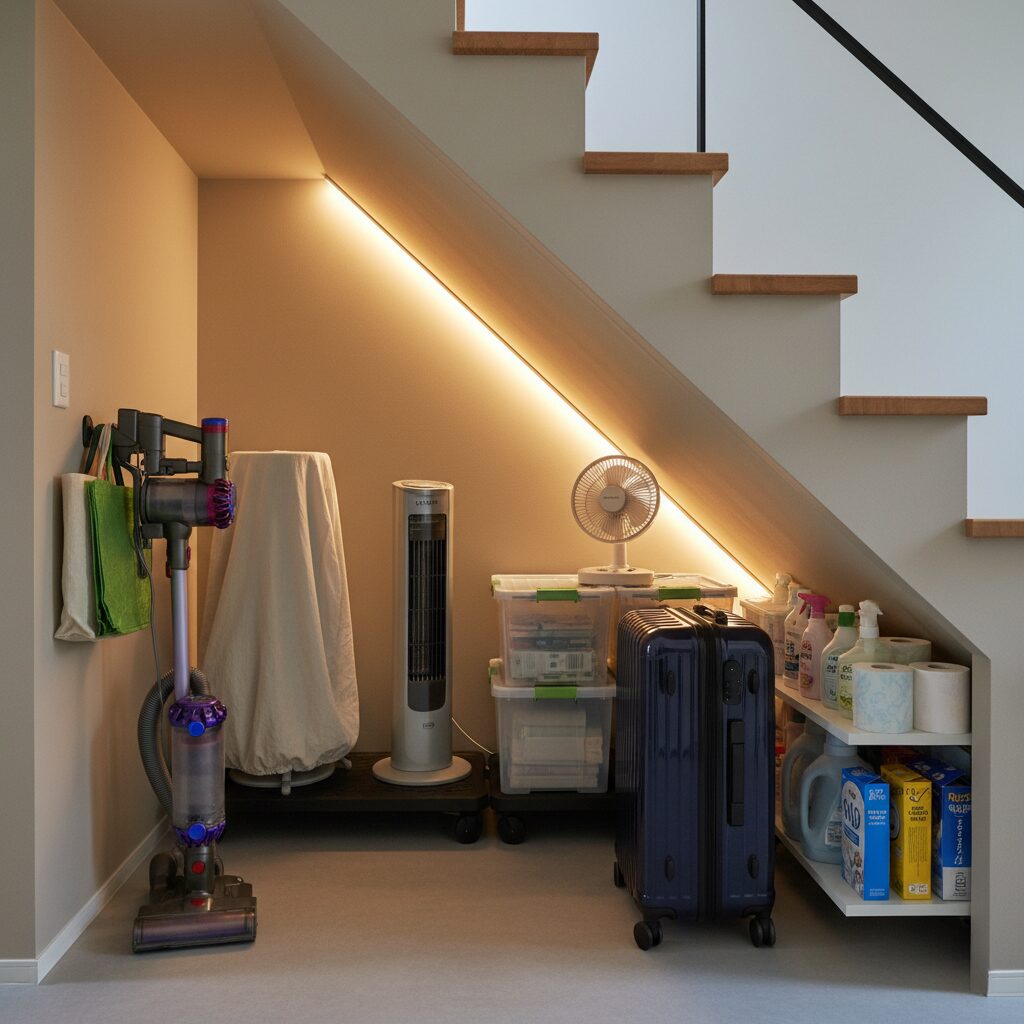 筆者作成イメージ：斜め天井の奥行きスペースをどう使う？