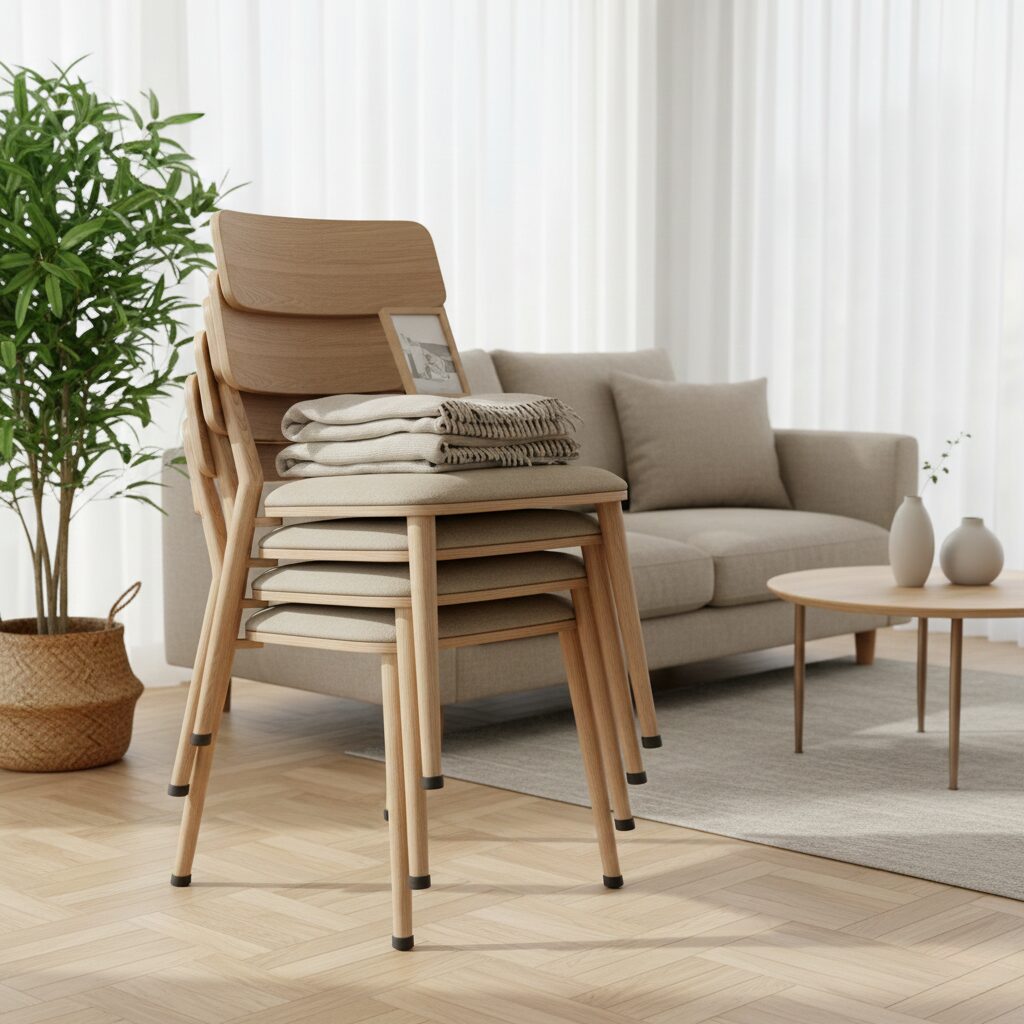 筆者作成イメージ:スタッキングチェアで来客対応する