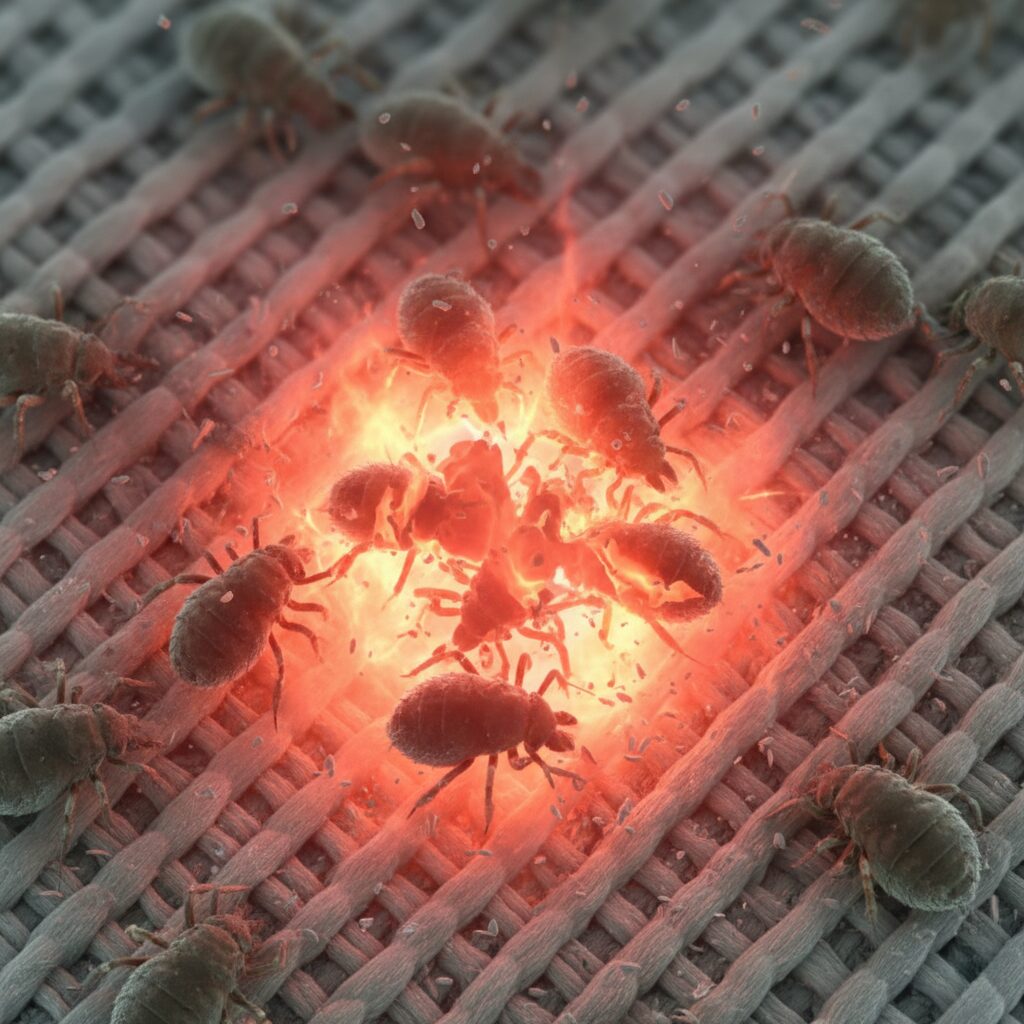 筆者作成イメージ：ダニ退治の効果を高める温度設定