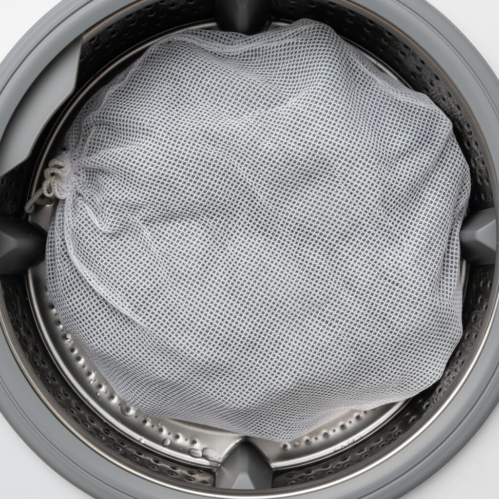 筆者作成イメージ:ネットに入れたままは乾かない原因