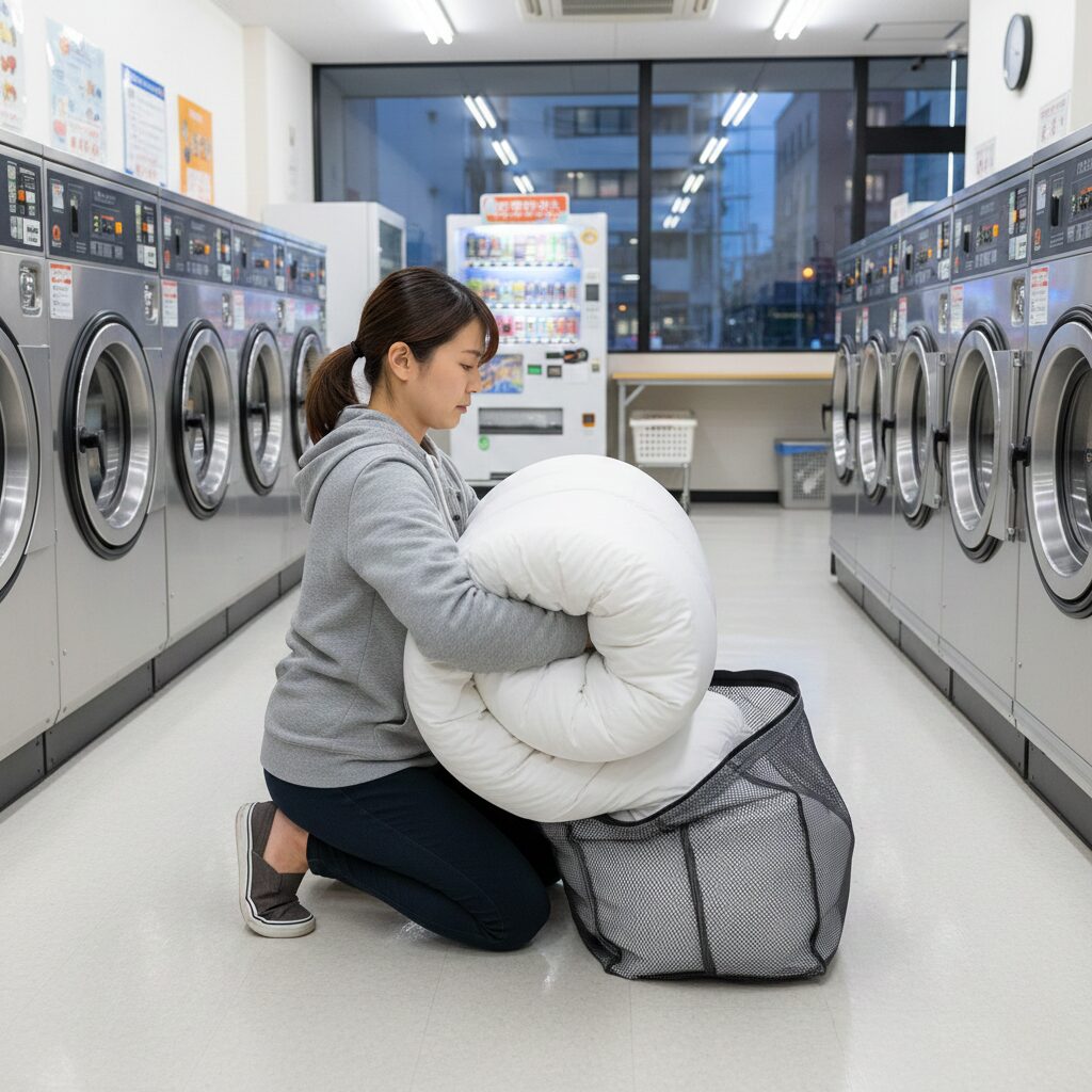 筆者作成イメージ：ネットを使ってダメージを防ぐ洗い方