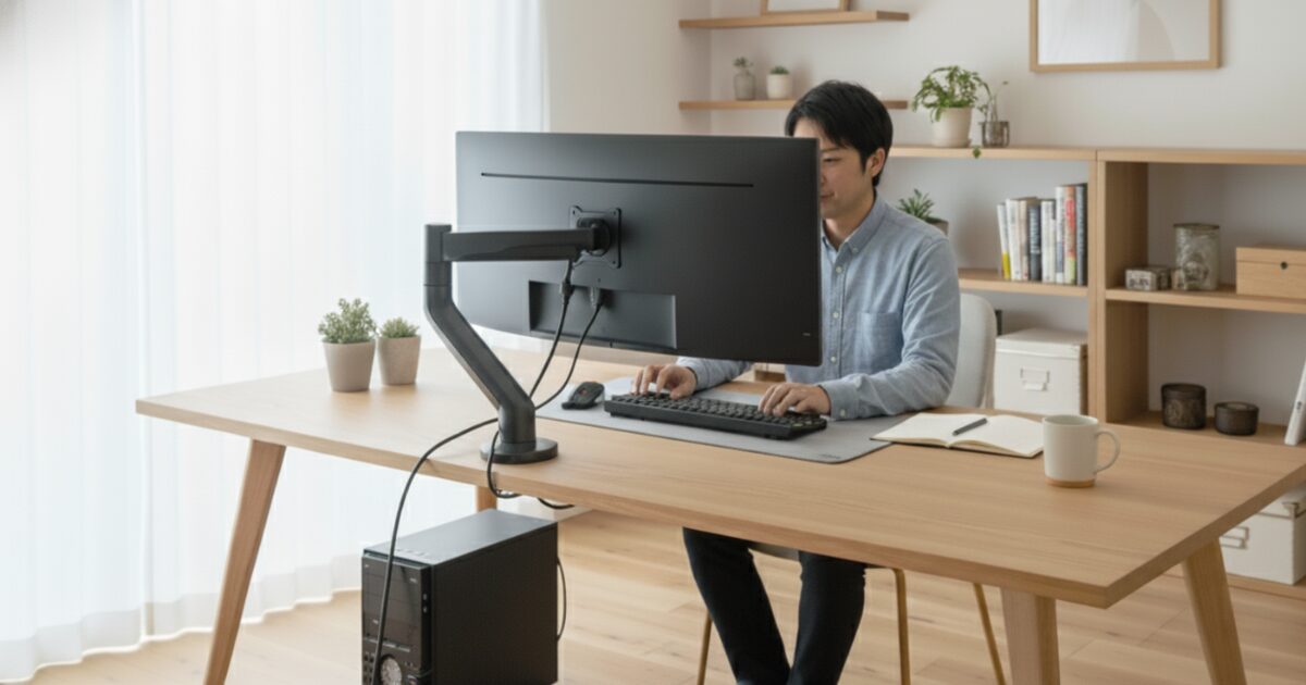 モニターアームが取り付けられない机の解決策とおすすめ４アイテム