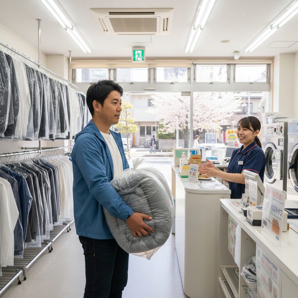 筆者作成イメージ:布団クリーニングにかかる日数を確認