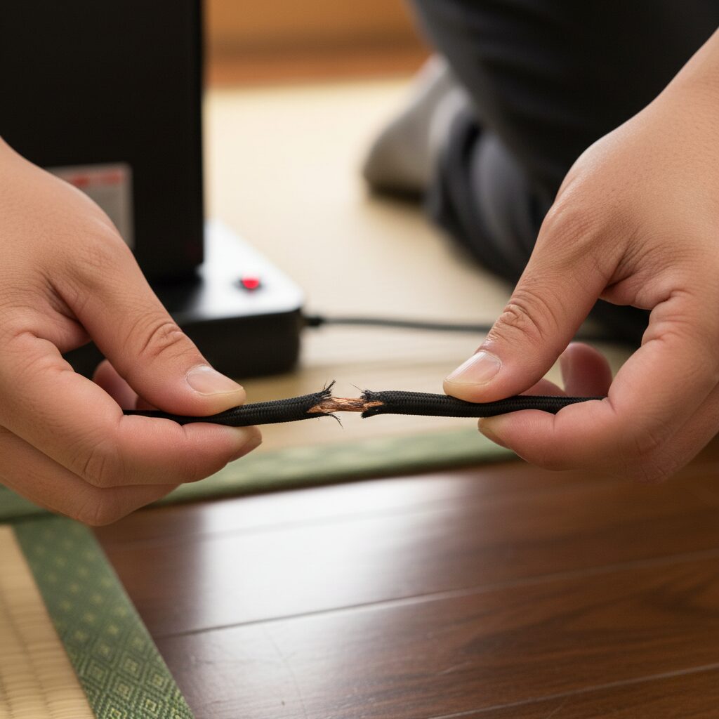 筆者作成イメージ:故障を防ぐ電源コードの点検ポイント