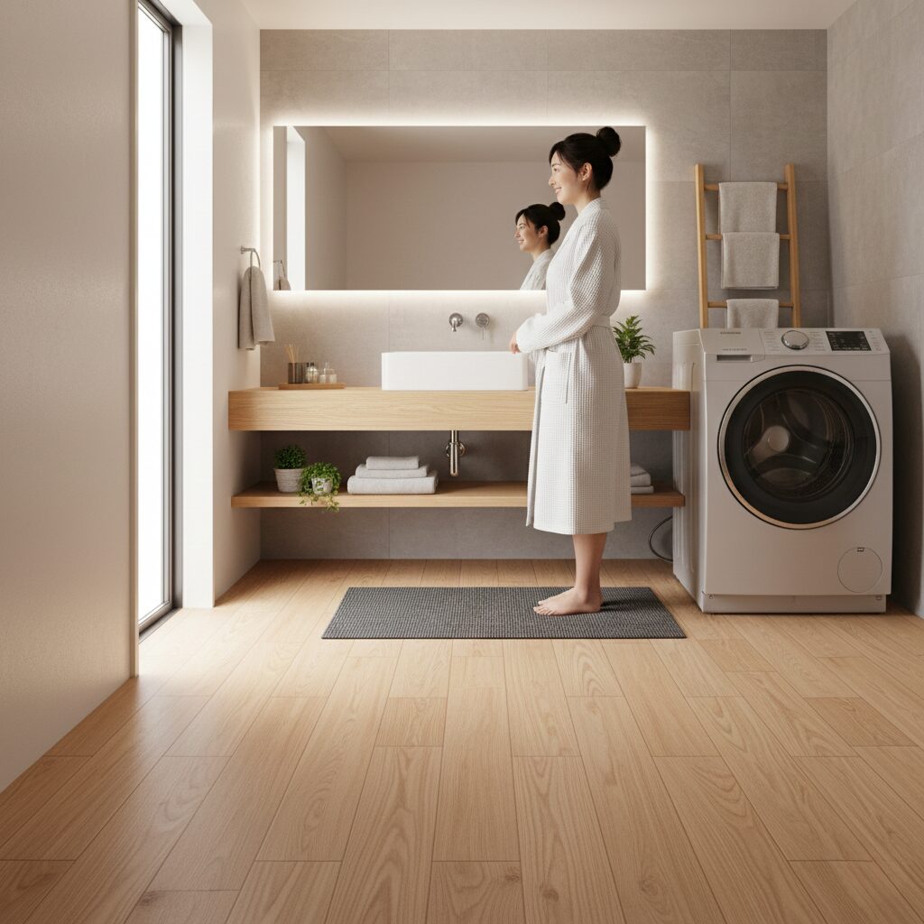 木目調クッションフロアで洗面所をおしゃれに