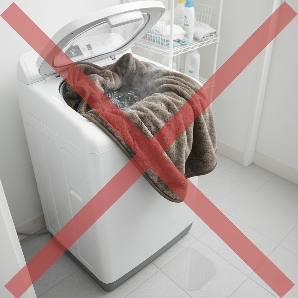 筆者作成イメージ：洗濯ネットに入らない時のリスク