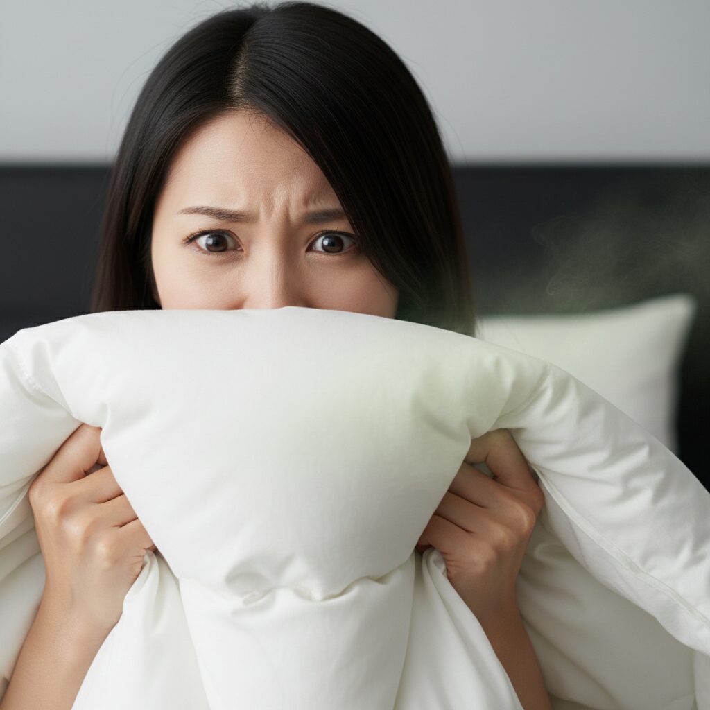 筆者作成イメージ：洗濯後に取れない獣臭や生乾きの臭い