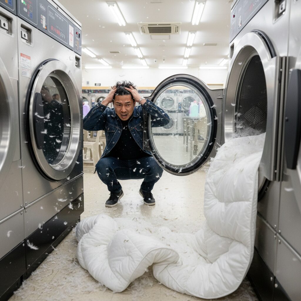 筆者作成イメージ：生地が破れて中身が飛び出した時の対応