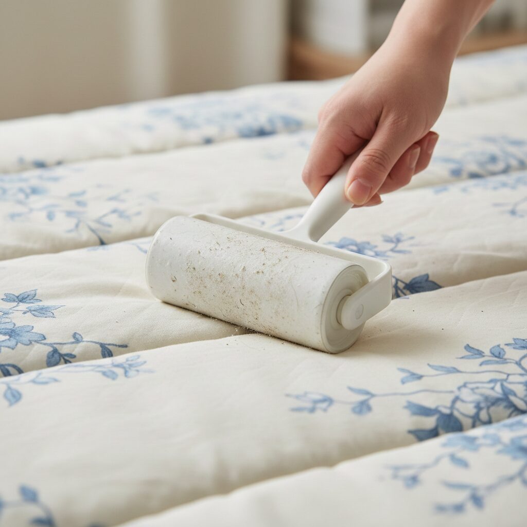 筆者作成イメージ:粘着ローラーは表面のゴミに有効