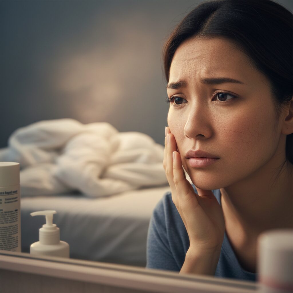 筆者作成イメージ：肌の乾燥や熱老化のリスク