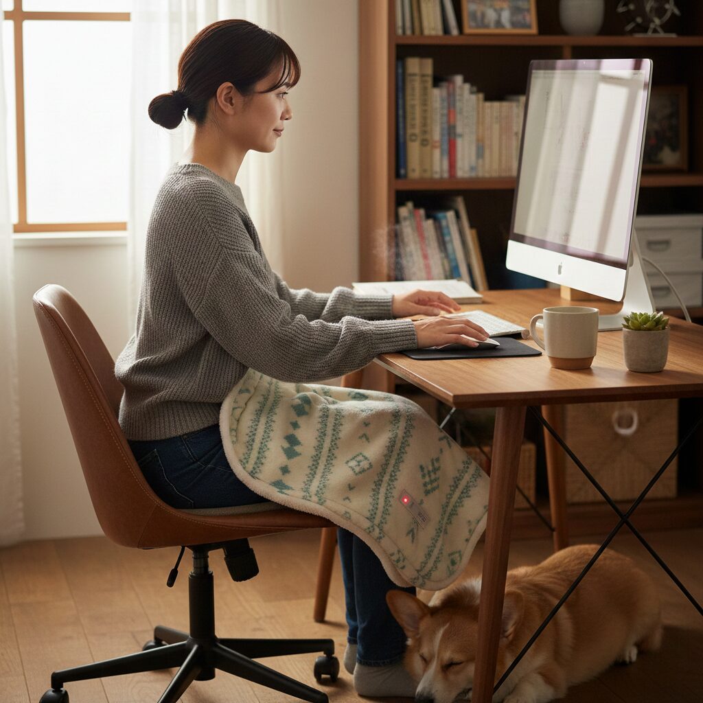 筆者作成イメージ:暖かいひざ掛けタイプの選び方