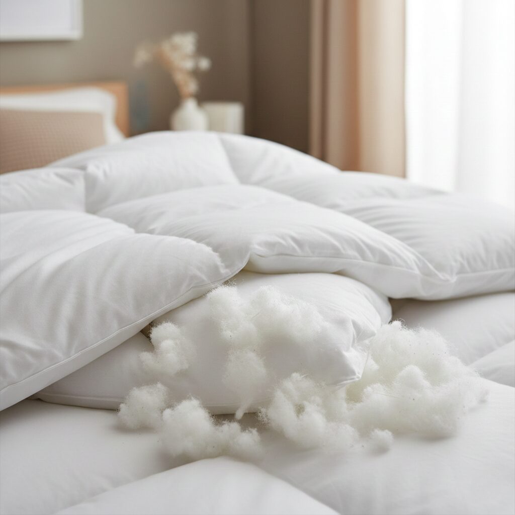 筆者作成イメージ：羽毛布団の捨て方は切断厳禁で回収が基本