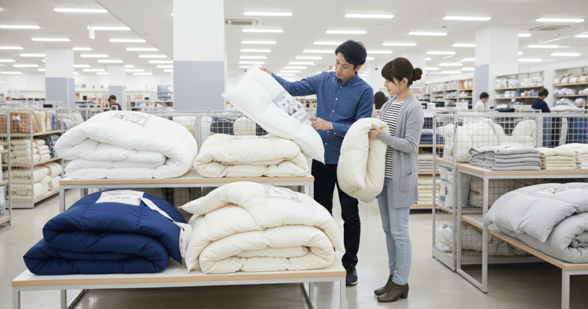 しまむら羽毛布団の評判は？臭いや洗濯の失敗を防ぎニトリと比較