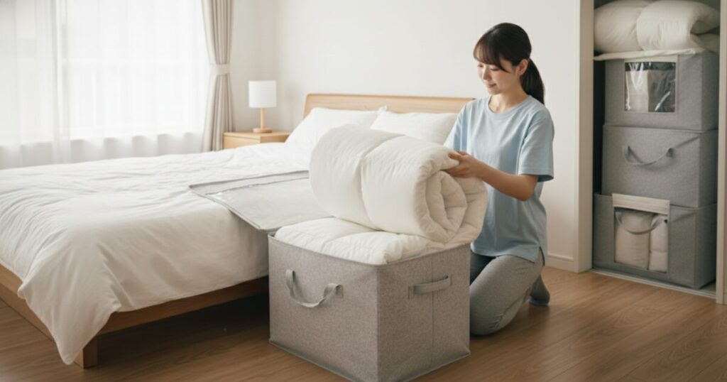 布団袋収納の正解は？ニトリ・IKEA・無印を比較して選び方を解説