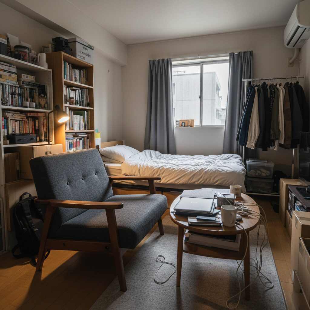 筆者作成イメージ:6畳の狭い部屋に置く圧迫感と後悔