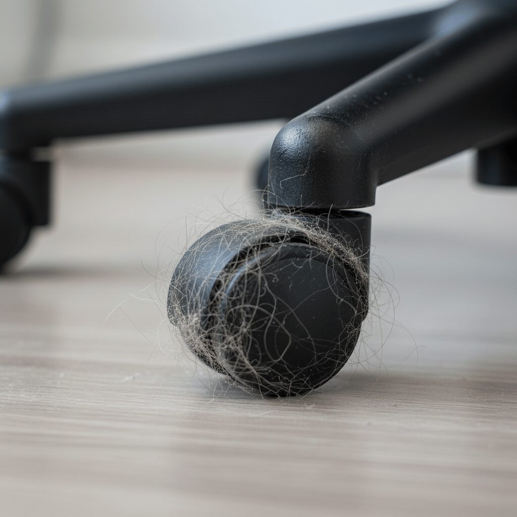 筆者作成イメージ：キャスターに絡まる髪の毛の掃除法