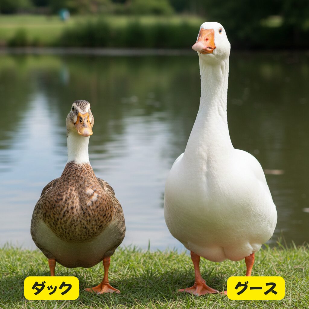 筆者作成イメージ:グース対ダックの素材とランクの違い