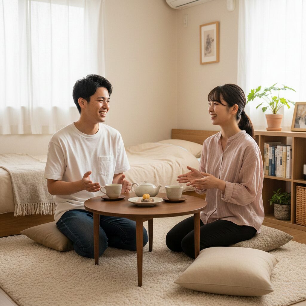 筆者作成イメージ:ソファなし生活の方が部屋を広く使える