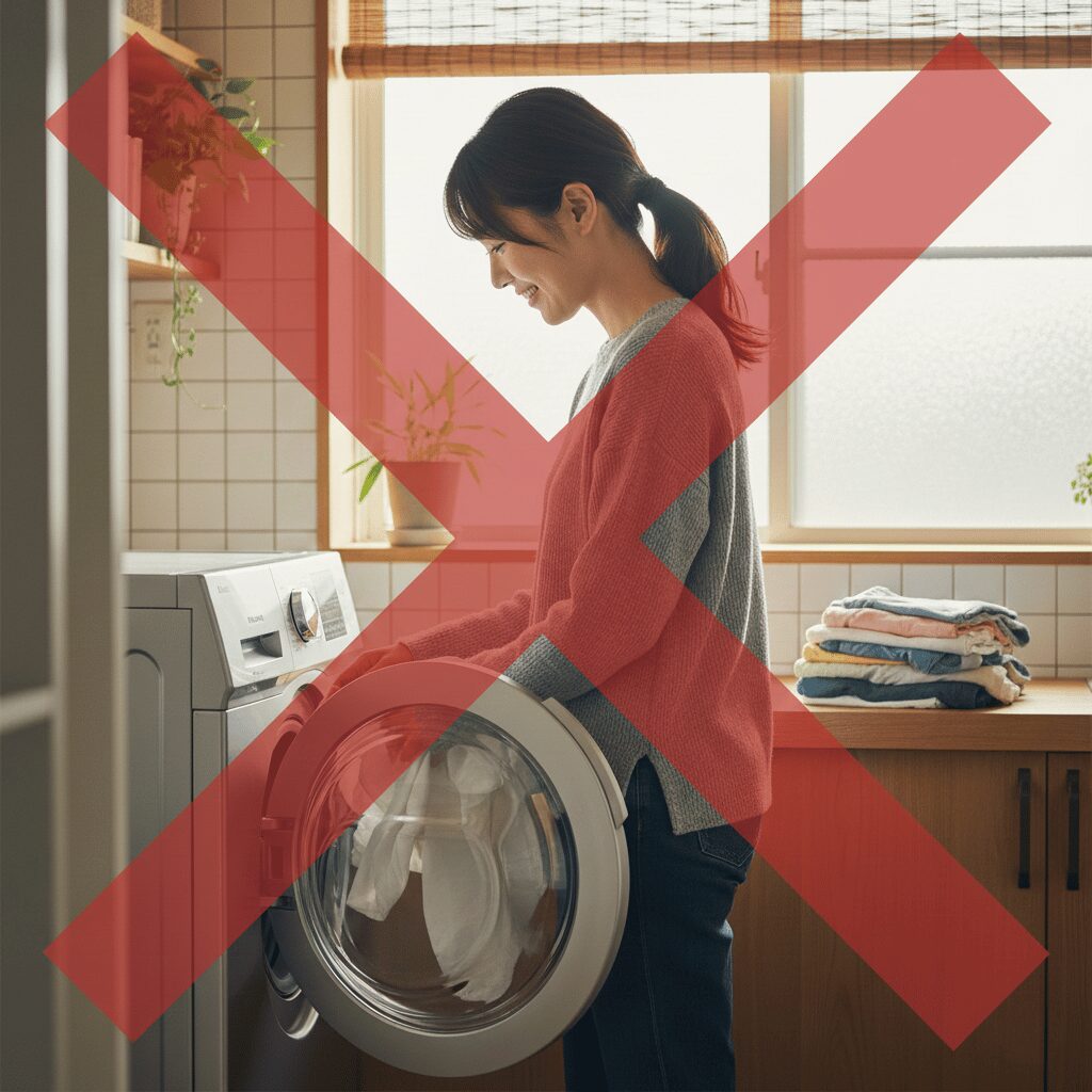 筆者作成イメージ：ドラム式洗濯機で洗う際のリスク