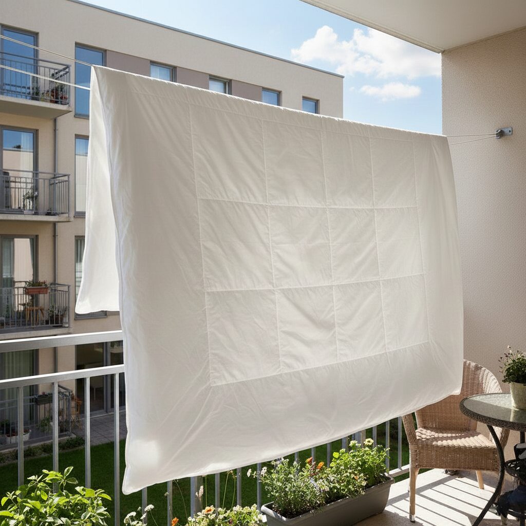 筆者作成イメージ:天日干しではダニは死滅しない現実