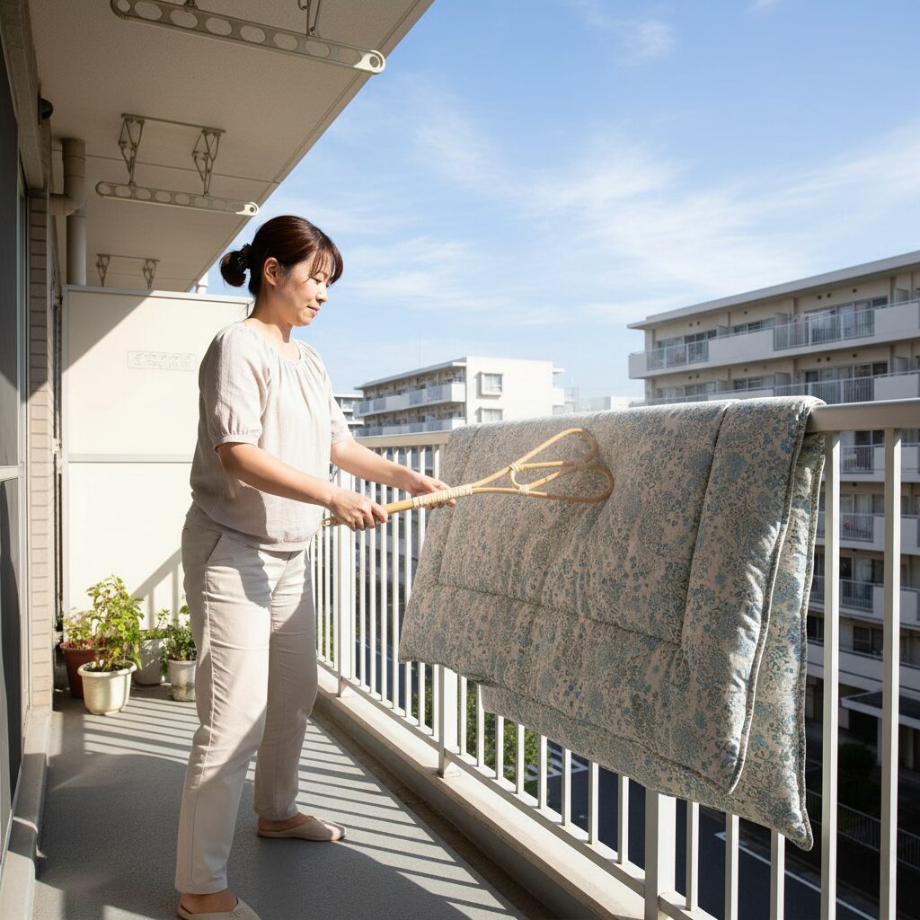 筆者作成イメージ:布団叩きは百害あって一利なし