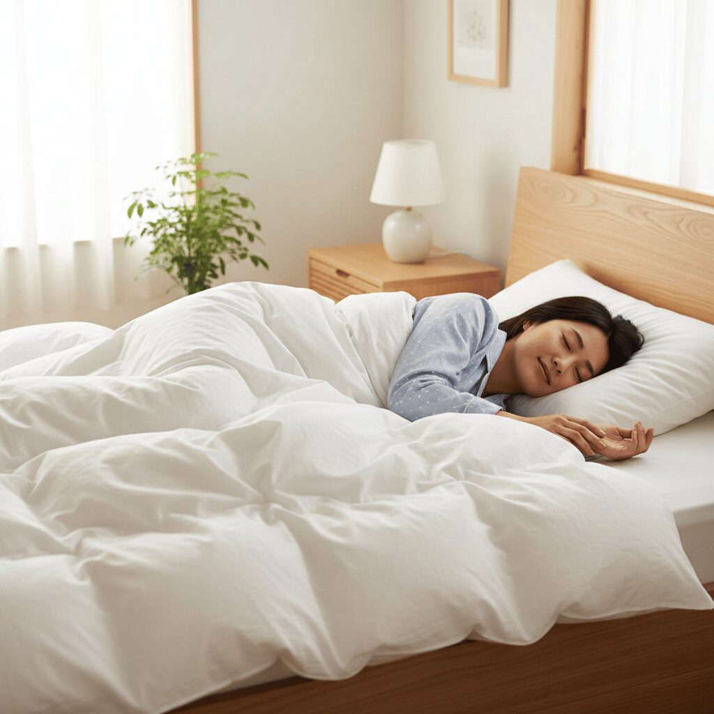 筆者作成イメージ：暖かい布団カバー選びで保温力を上げるコツ