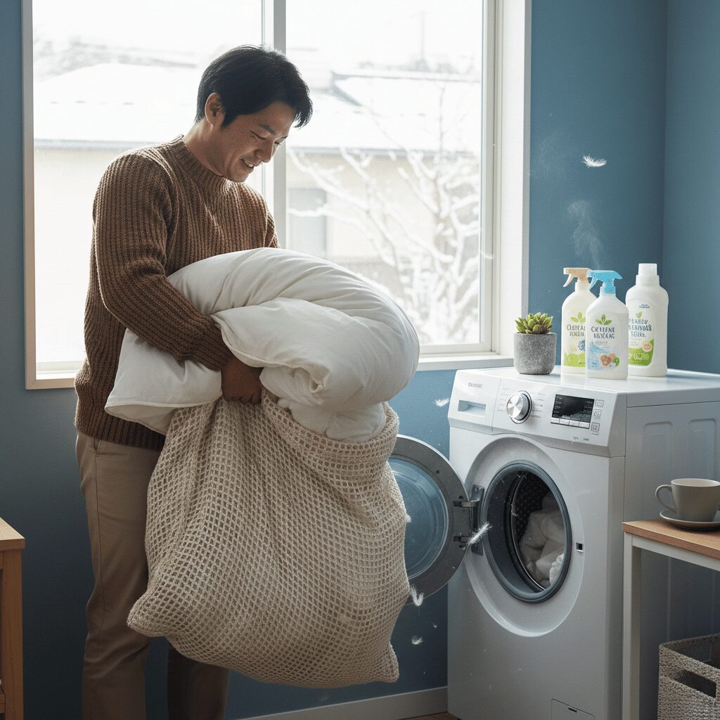 筆者作成イメージ:洗える羽毛布団の選び方と正しい洗い方