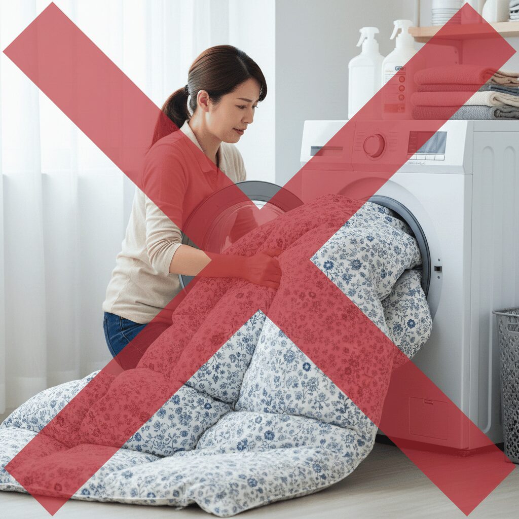 筆者作成イメージ:洗濯での劣化や乾燥機使用の注意